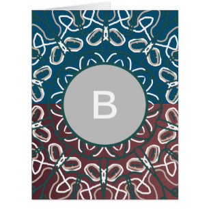 Half Toned Trendy Blue Mauve Laced Monogram Design Cards