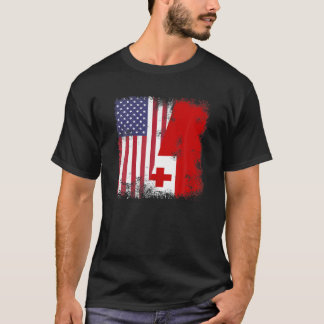 Half Tongan Flag | Vintage Tonga USA Gift T-Shirt