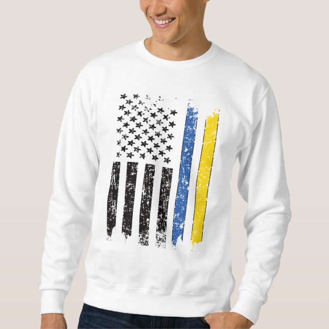 Half Ukrainian Half American Flag Ukraine USA Sweatshirt (Front)
