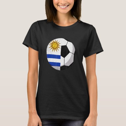 Half Uruguay Flag Half Football Soccer T_Shirt