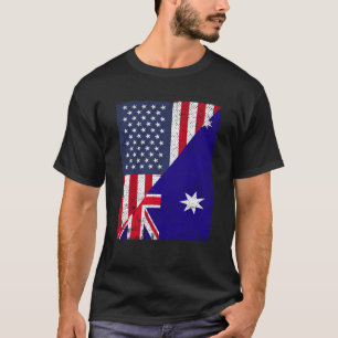 Half USA Flag Half Australia Flag American Austral T-Shirt