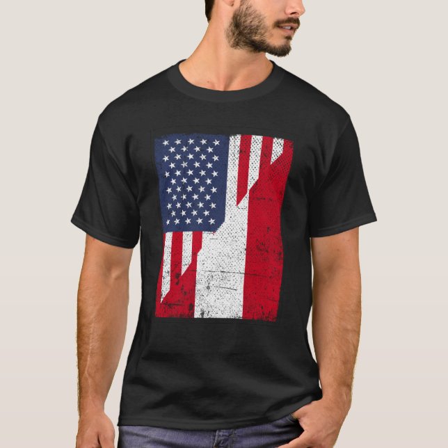Half USA Flag Half Austria Flag American Austrian T-Shirt (Front)