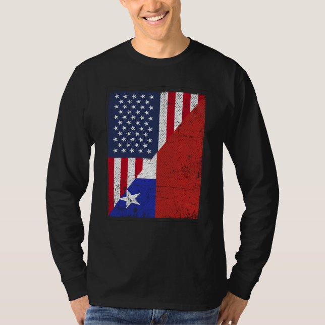 Half USA Flag Half Chile Flag American Chilean T-Shirt (Front)