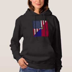 Half USA Flag Half Haiti Flag American Haitian Hoodie