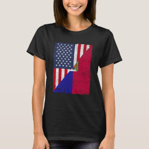 Half USA Flag Half Haiti Flag American Haitian T-Shirt