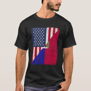 Half USA Flag Half Haiti Flag American Haitian T-Shirt