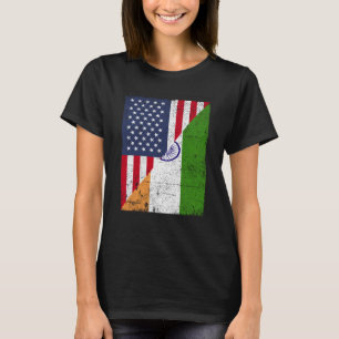 Half USA Flag Half India Flag American Indian T-Shirt