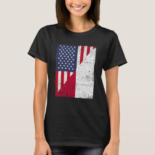 Half USA Flag Half Indonesia Flag American Indones T_Shirt