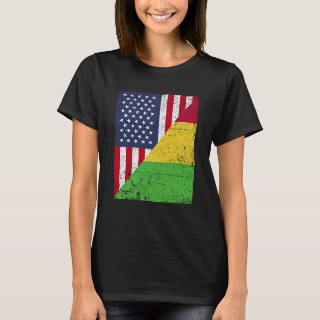 Half USA Flag Half Mali Flag American Malian T-Shirt (Front)