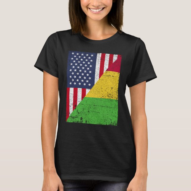 Half USA Flag Half Mali Flag American Malian T-Shirt (Front)
