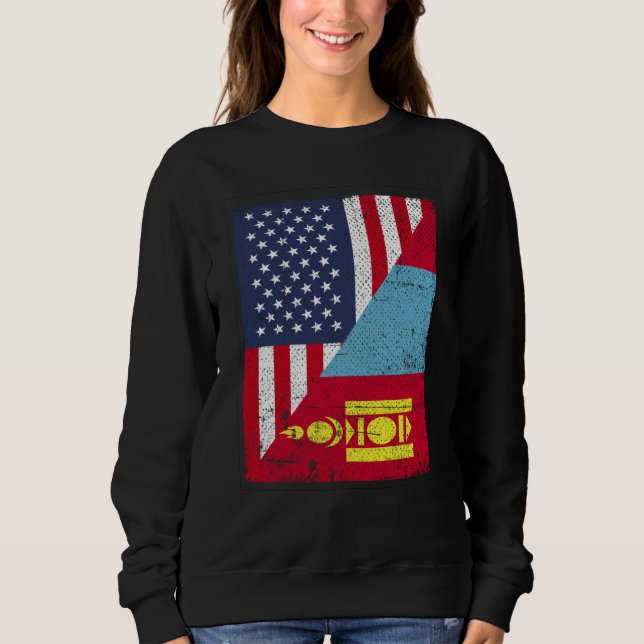 Half USA Flag Half Mongolia Flag American Mongolia Sweatshirt (Front)
