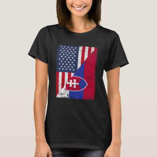 Half USA Flag Half Slovakia Flag American Slovakia T-Shirt
