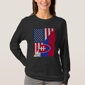 Half USA Flag Half Slovakia Flag American Slovakia T-Shirt