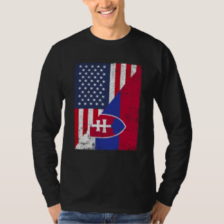 Half USA Flag Half Slovakia Flag American Slovakia T-Shirt