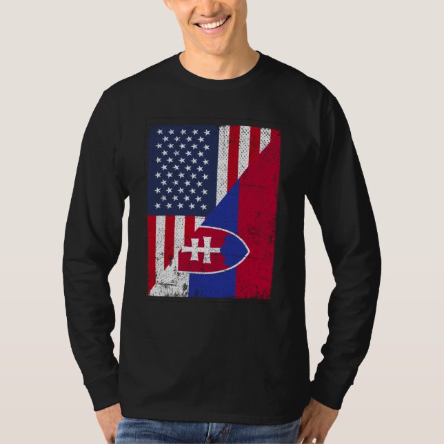 Half USA Flag Half Slovakia Flag American Slovakia T-Shirt (Front)