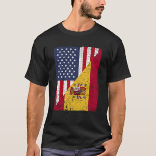 Half USA Flag Half Spain Flag American Spanish T-Shirt