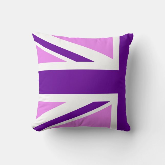 Half Violet Purple Union Jack Throw Pillow (Front)