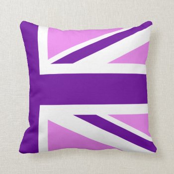Half Violet Purple Union Jack Throw Pillow by purplestuff at Zazzle