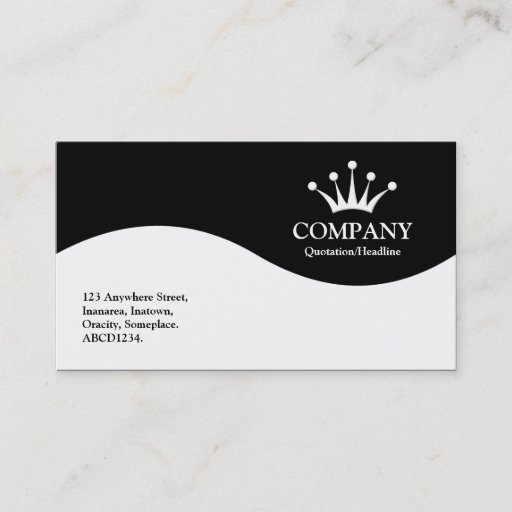 Customizable Half Wave Crown - Black Business Card Templates