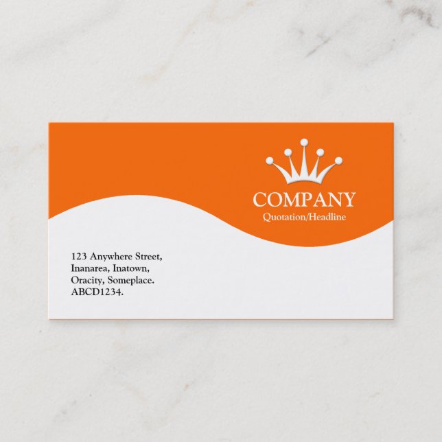 Half Wave Crown - Orange FF6600 Business Card (Front)