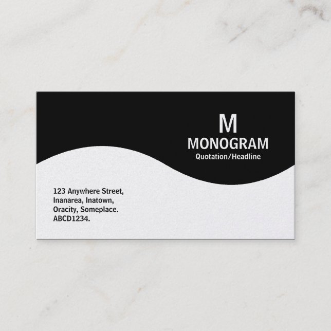 Half Wave Monogram - Black (Gold) Business Card (Front)