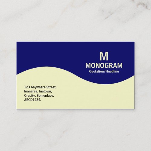 Half Wave Monogram - Cream with Dark Blue 000066 Business Cards