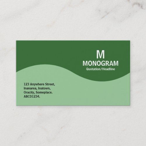 Half Wave Monogram _ Faded Green with Green 2F6B2D Business Card