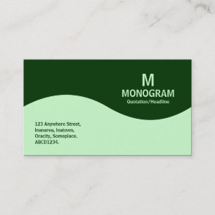 Half Wave Monogram - Ghost Green with Green 003300 Business Card