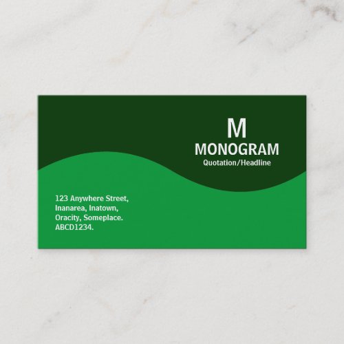 Half Wave Monogram _ Grass Green and Dark Green Business Card