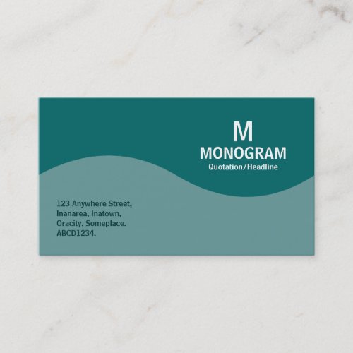 Half Wave Monogram _ Ocean Green and Teal 006666 Business Card
