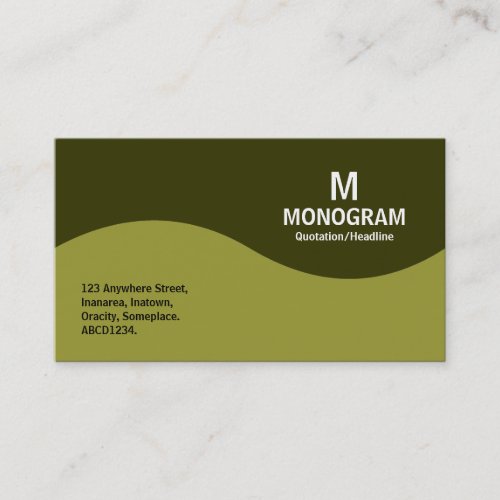 Half Wave Monogram _ Olive Green with 333300 Business Card
