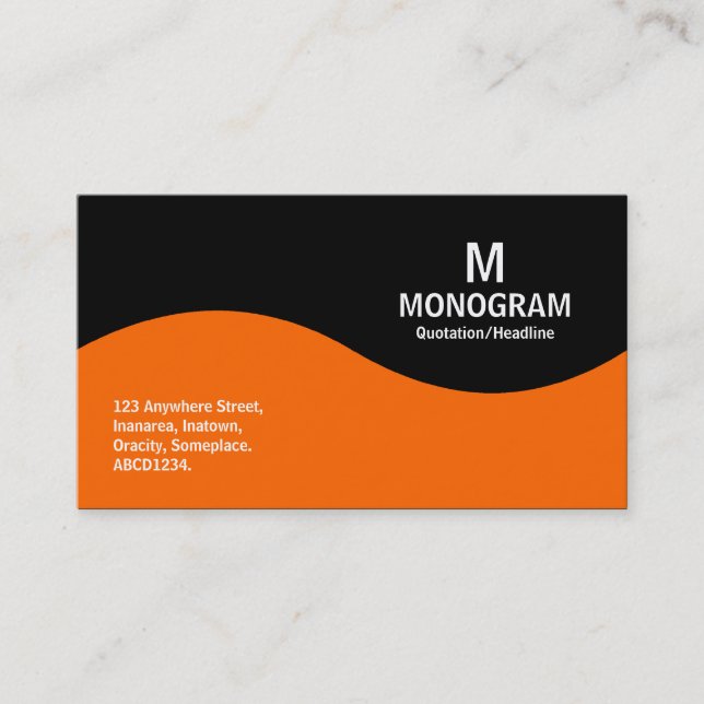 Half Wave Monogram - Orange and Black Business Card (Front)