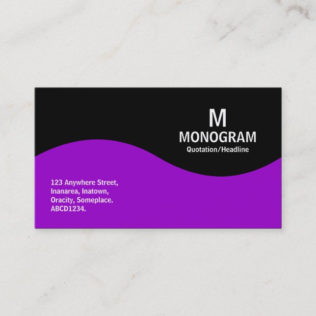 Half Wave Monogram - Purple with Black Business Card (Front)