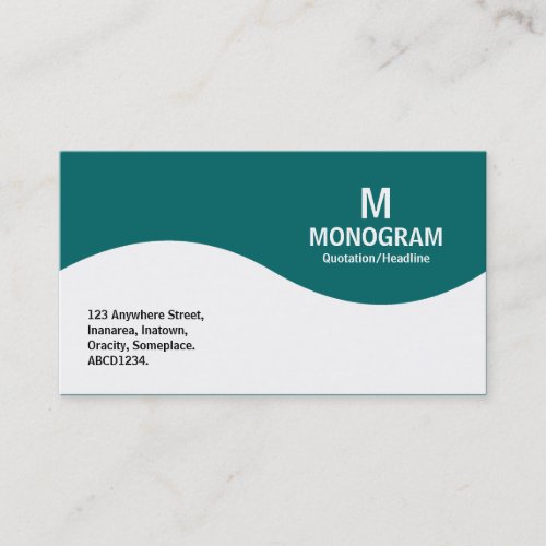 Half Wave Monogram - Teal Green 006666 Business Card Template
