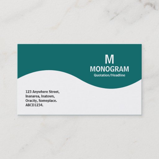 Customizable Half Wave Monogram - Teal Green 006666 Business Card Template