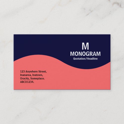 Half Wave Monogram _ Tropical Pink with Dark Navy Business Card