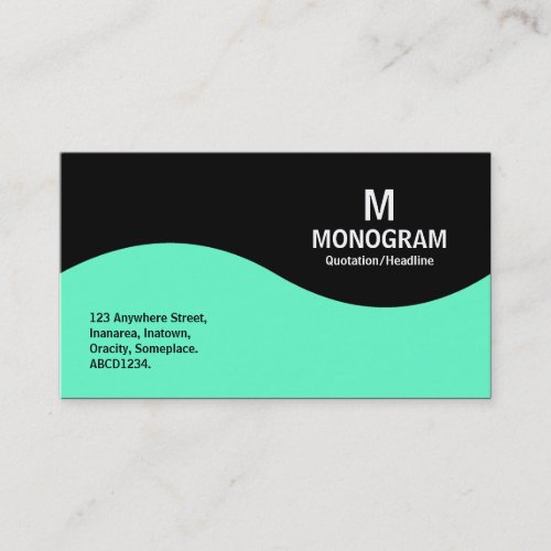 Half Wave Monogram - Turquoise and Black Business Cards