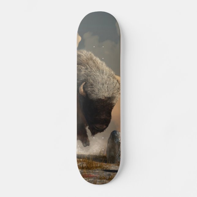 Half White Bison Skateboard Deck (Front)