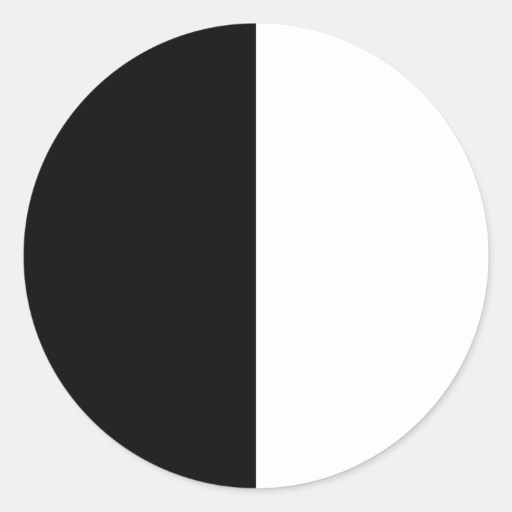 half white half black, half black half white classic round sticker Zazzle