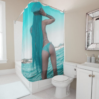 Halfangel66 Deep Blue  Shower Curtain