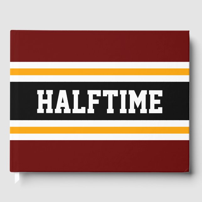 HALFTIME Athletic Bold Red Black Orange Stripes Guest Book (Front)