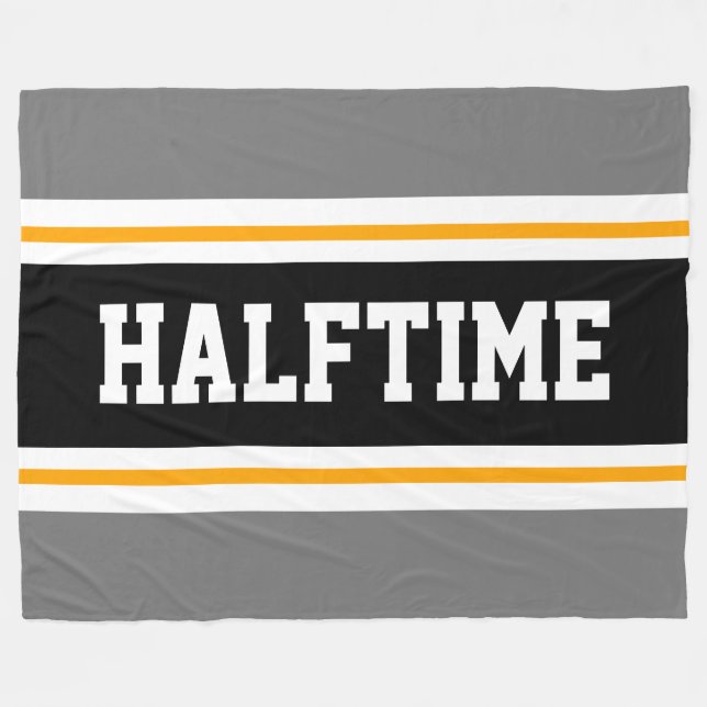 HALFTIME Black Gray White Orange Racing Stripes Fleece Blanket (Front (Horizontal))