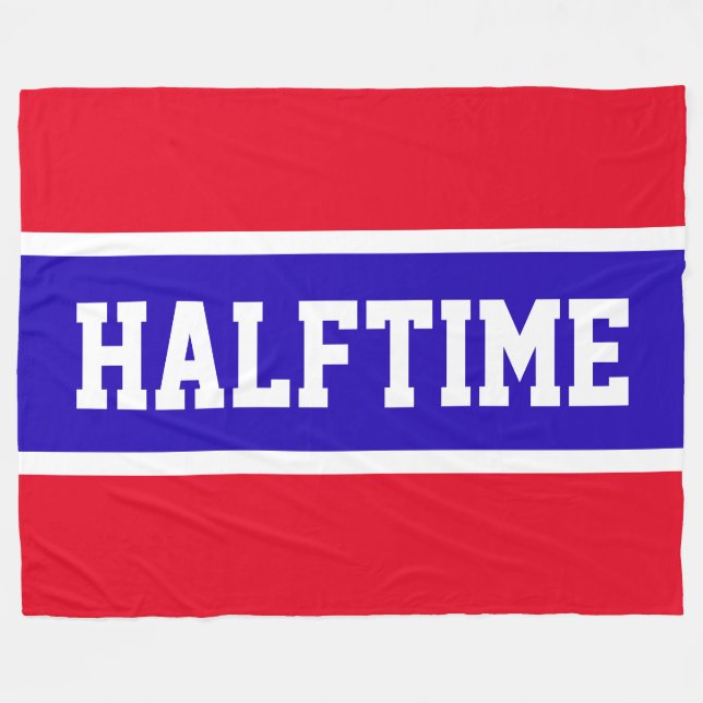 HALFTIME Bold Bright Red White Navy Blue Stripes Fleece Blanket (Front (Horizontal))