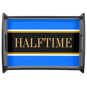 HALFTIME Bright Blue Black White Racing Stripes  Serving Tray