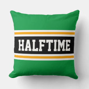 HALFTIME Bright Green Orange Black Sporty Stripes Throw Pillow