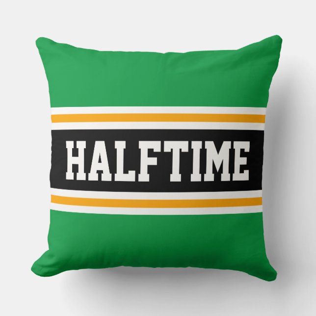 HALFTIME Bright Green Orange Black Sporty Stripes Throw Pillow (Front)