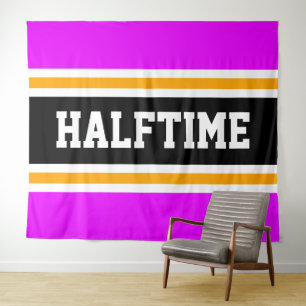 HALFTIME Bright Pink Black Orange Racing Stripes Tapestry