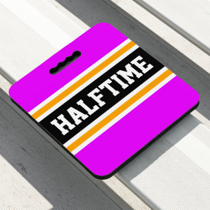 HALFTIME Bright Pink Black Orange White Stripes Seat Cushion