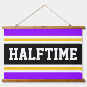 HALFTIME Bright Purple Black Orange Party Stripes Hanging Tapestry