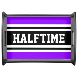 HALFTIME Bright Purple Black White Racing Stripes Serving Tray